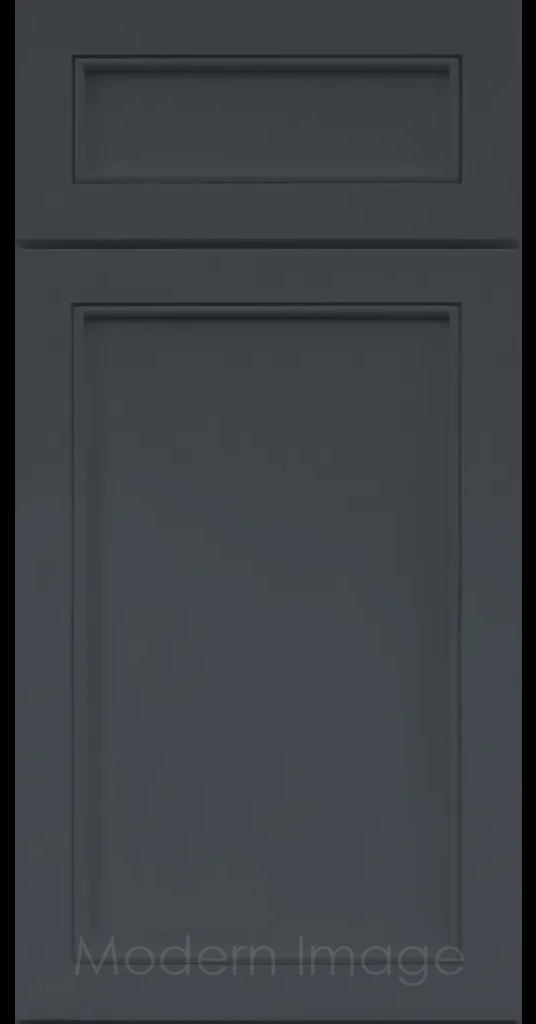 Alpine Slim Cabinet Door a narrow Stile & Rail Surrounding a flat center panel in a Sea Matte Custom Paint